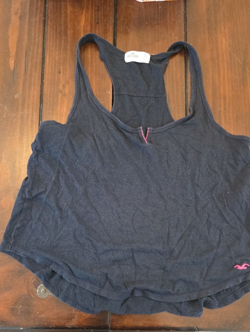 Hollister Navy Racerback Tank with Pink Logo Detail